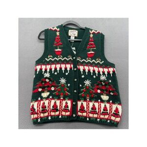 Heirloom Collectibles Sweater Womens L VTG Christmas Vest Green Tree NWT